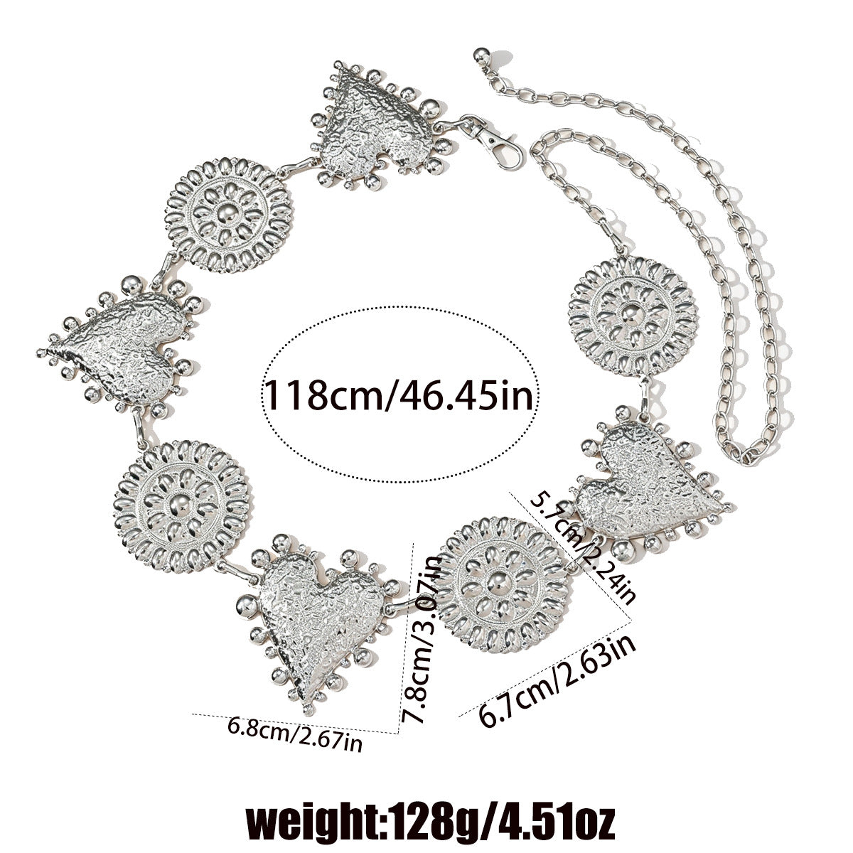 Bohemian Heart Shape Waist Chain In Smooth Alloy With Zinc Alloy Clasp For Unisex