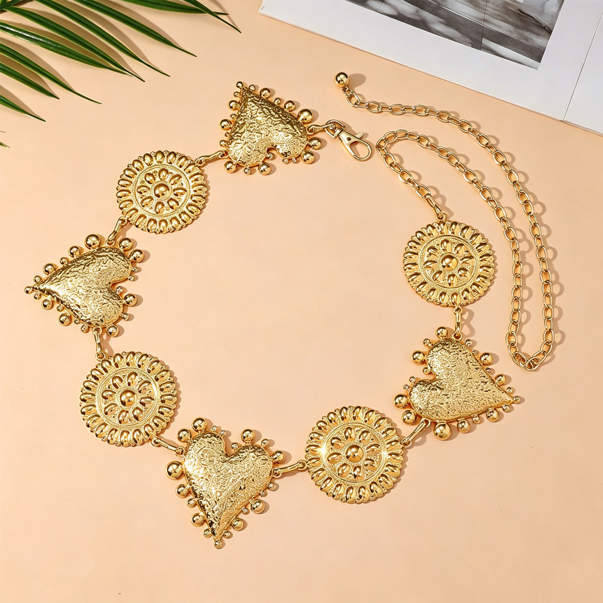 Bohemian Heart Shape Waist Chain In Smooth Alloy With Zinc Alloy Clasp For Unisex