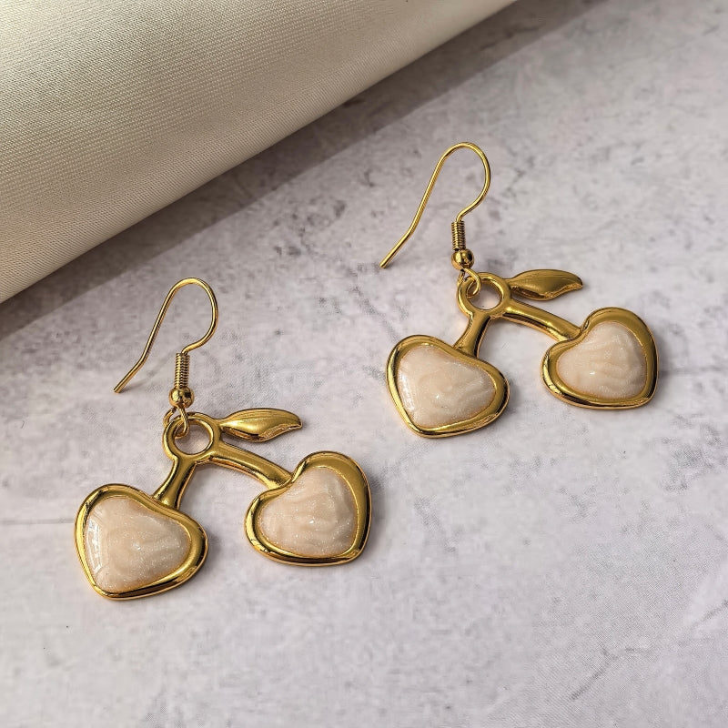 Cherry Cute Drop Earrings For Women With 304 Stainless Steel Ear Pins, Waterproof Non Tarnish Electroplated Finish
