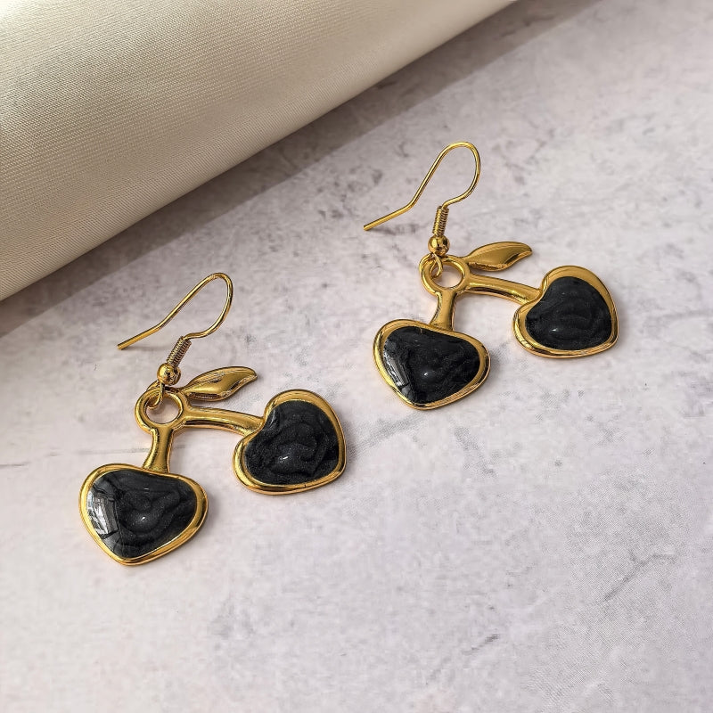 Cherry Cute Drop Earrings For Women With 304 Stainless Steel Ear Pins, Waterproof Non Tarnish Electroplated Finish