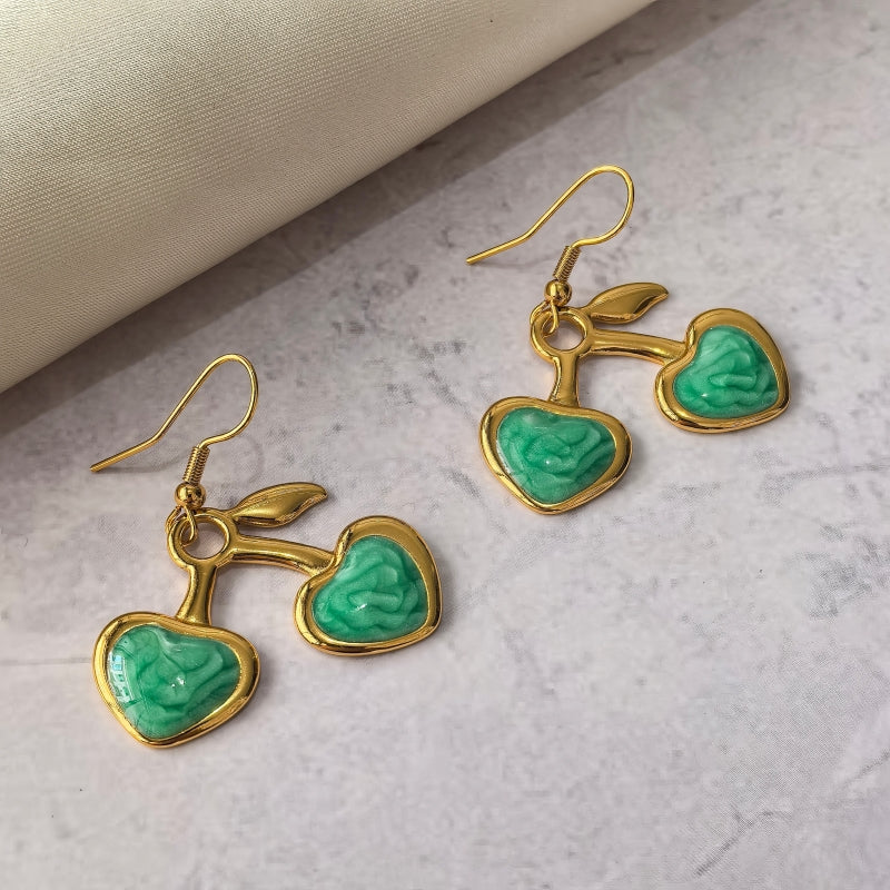 Cherry Cute Drop Earrings For Women With 304 Stainless Steel Ear Pins, Waterproof Non Tarnish Electroplated Finish