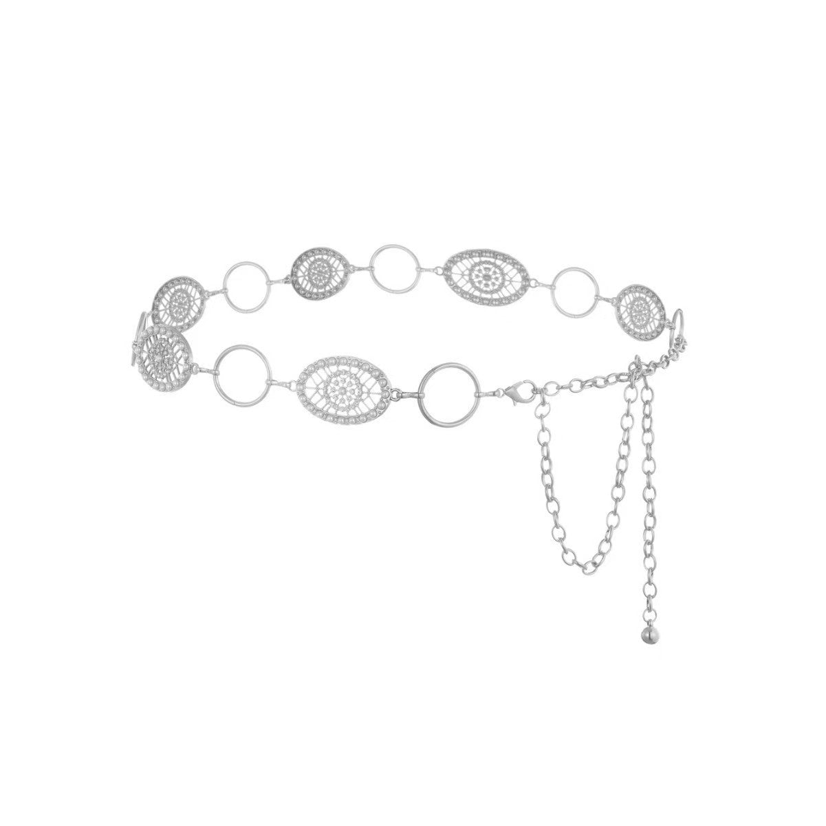 Ethnic Style Women's Pearl Waist Chain In Gold Alloy With Embossing Finish