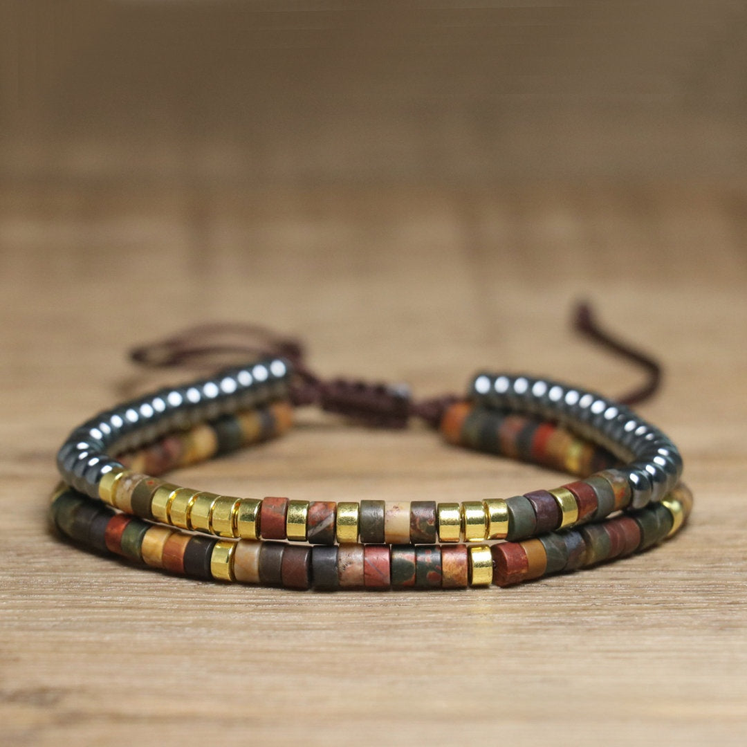 Sweet Men's Rhombus Crystal Bracelet With Red Braid Design