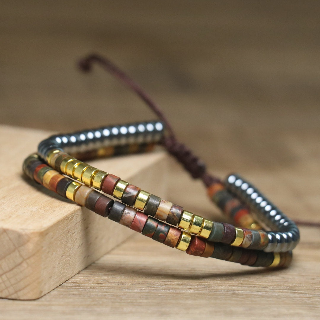 Sweet Men's Rhombus Crystal Bracelet With Red Braid Design