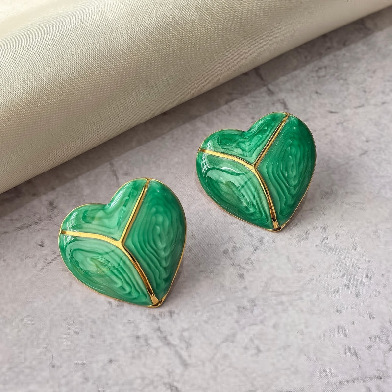 Heart Shape Stud Earrings For Women In Sweet Style, Made With Waterproof Non Tarnish 304 Stainless Steel