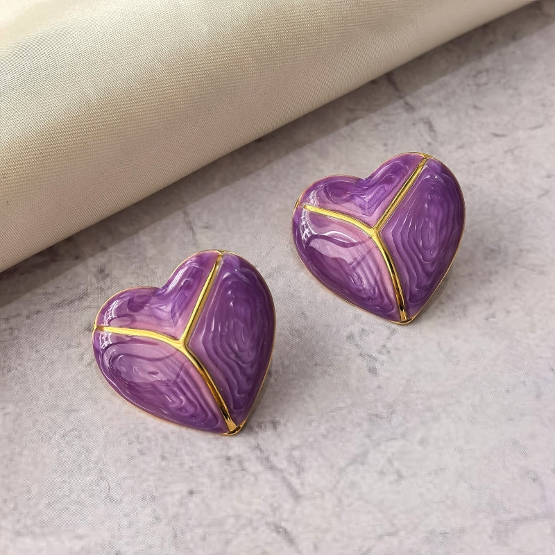 Heart Shape Stud Earrings For Women In Sweet Style, Made With Waterproof Non Tarnish 304 Stainless Steel