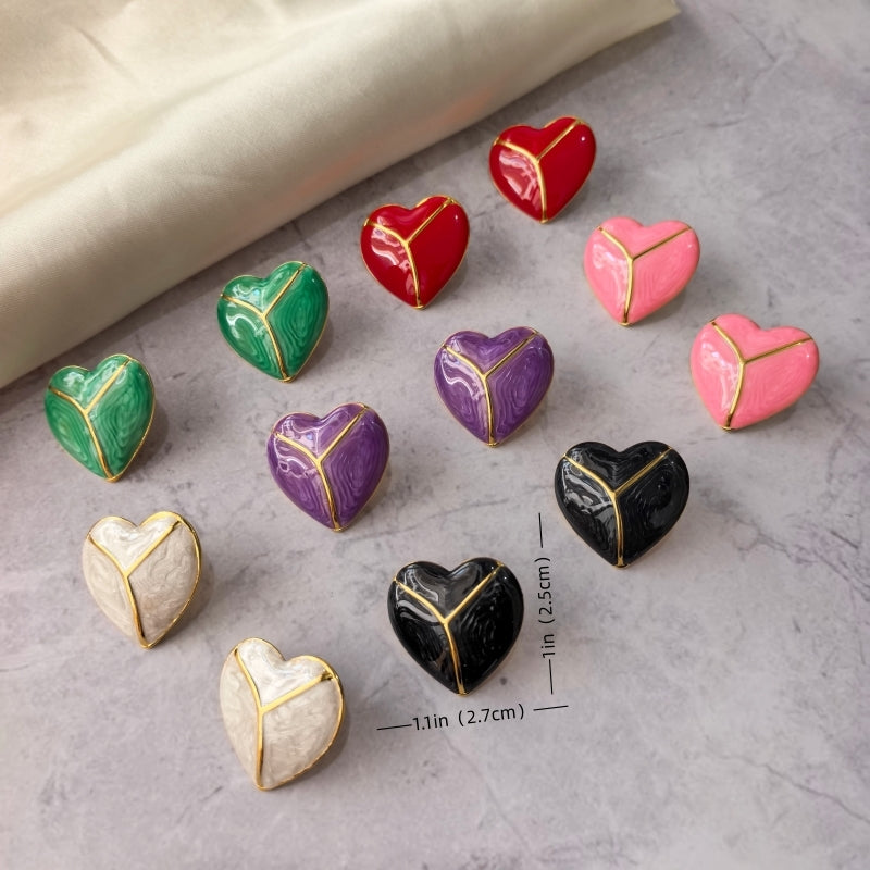 Heart Shape Stud Earrings For Women In Sweet Style, Made With Waterproof Non Tarnish 304 Stainless Steel