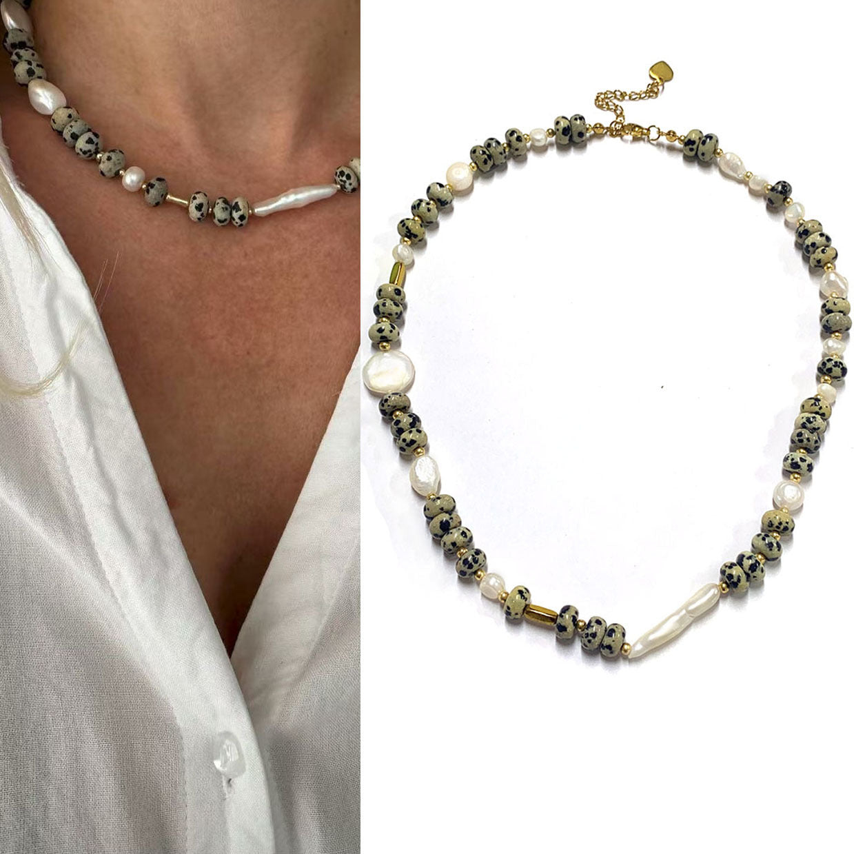 Freshwater Pearl Beaded Necklace With 304 Stainless Steel Chain And Pendant In Vintage Style For Women