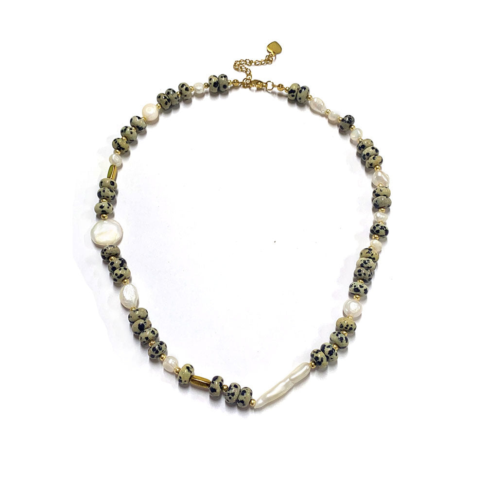 Freshwater Pearl Beaded Necklace With 304 Stainless Steel Chain And Pendant In Vintage Style For Women