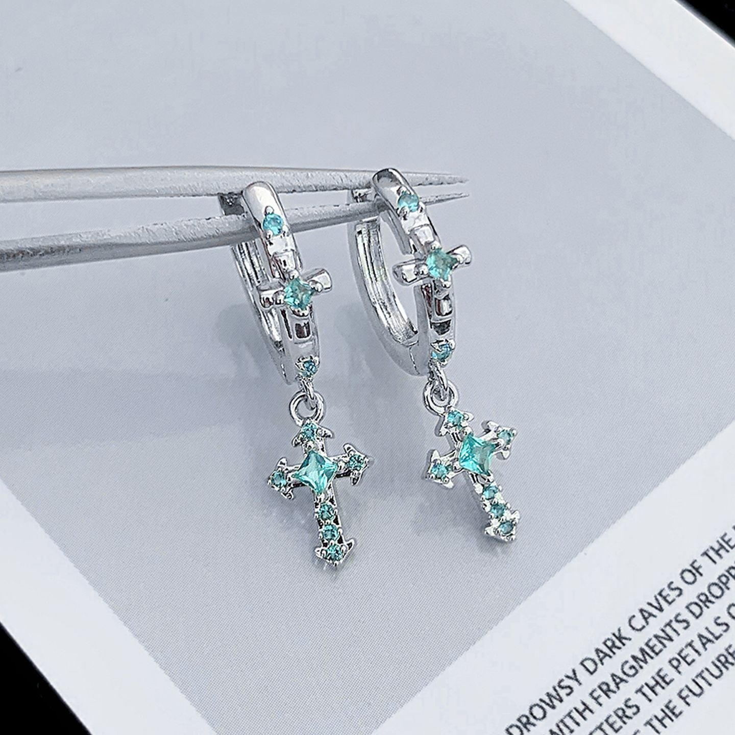Cross Earrings With 316L Stainless Steel Posts, Real Gold Plated And Zircon Inlay, Unisex Design