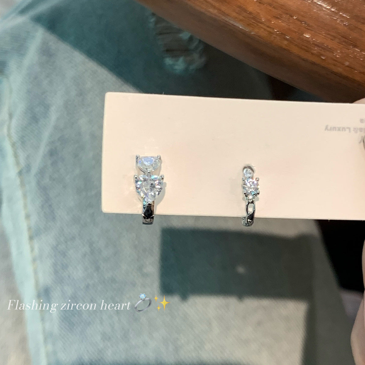 Double Heart Earrings In Titanium Steel With Zircon Inlay, Featuring 316L Stainless Steel Posts, Unisex Design