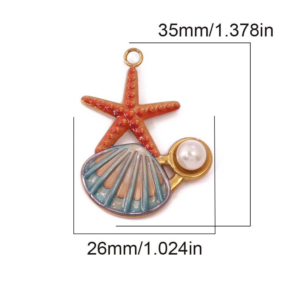 Ocean Pendant In Marine Style Featuring Electroplated PVD Coated 18K Real Gold Plated Metal