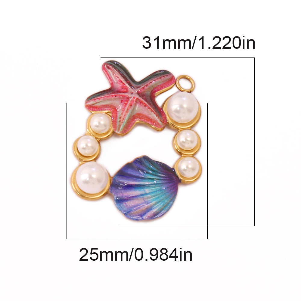 Ocean Pendant In Marine Style Featuring Electroplated PVD Coated 18K Real Gold Plated Metal