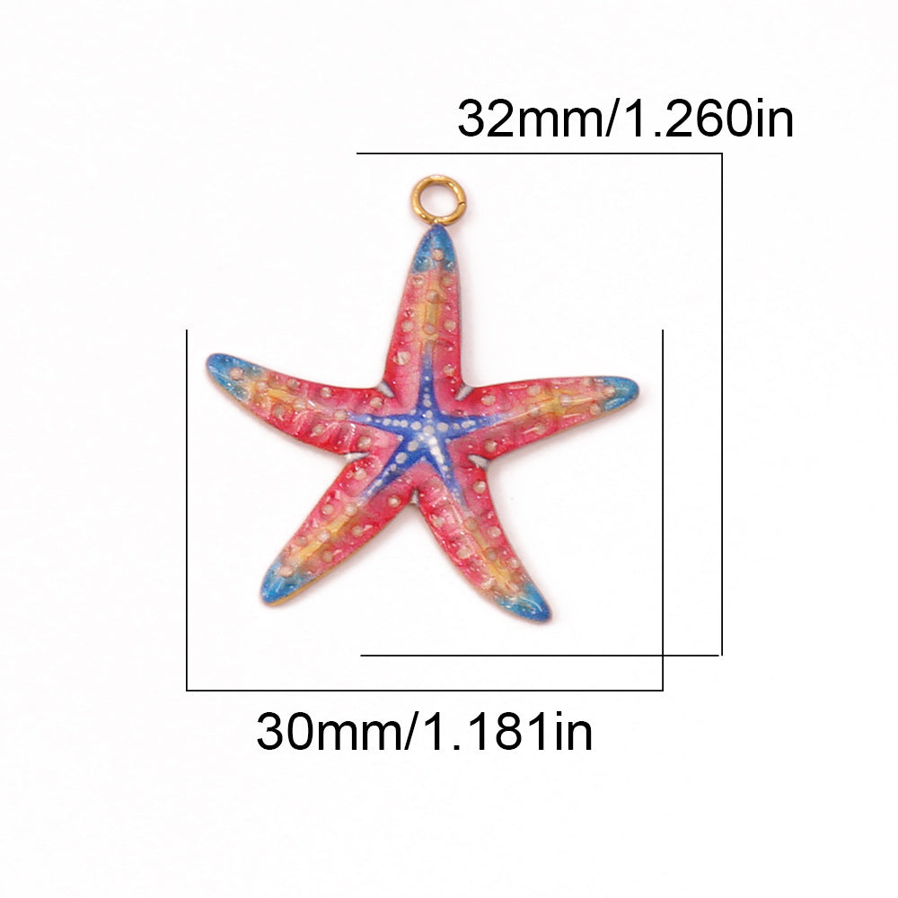 Ocean Pendant In Marine Style Featuring Electroplated PVD Coated 18K Real Gold Plated Metal