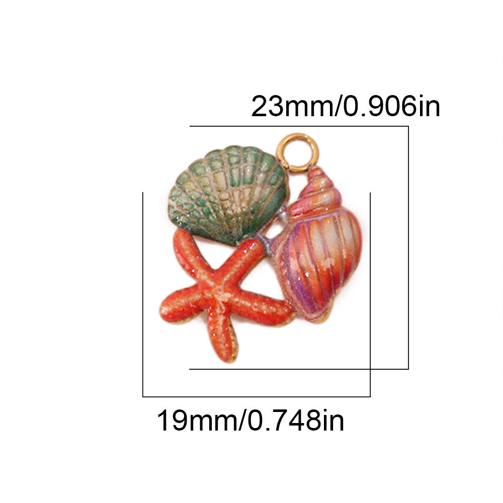 Ocean Pendant In Marine Style Featuring Electroplated PVD Coated 18K Real Gold Plated Metal