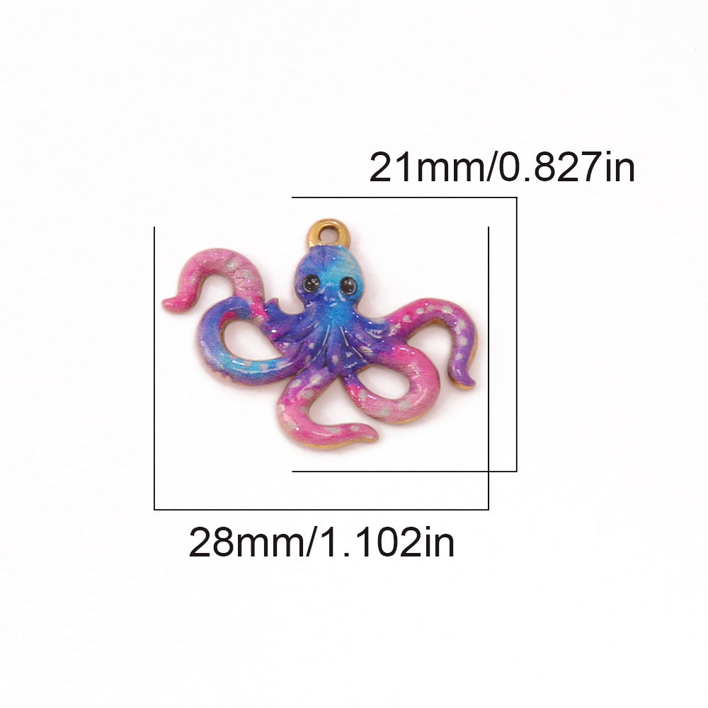Ocean Pendant In Marine Style Featuring Electroplated PVD Coated 18K Real Gold Plated Metal