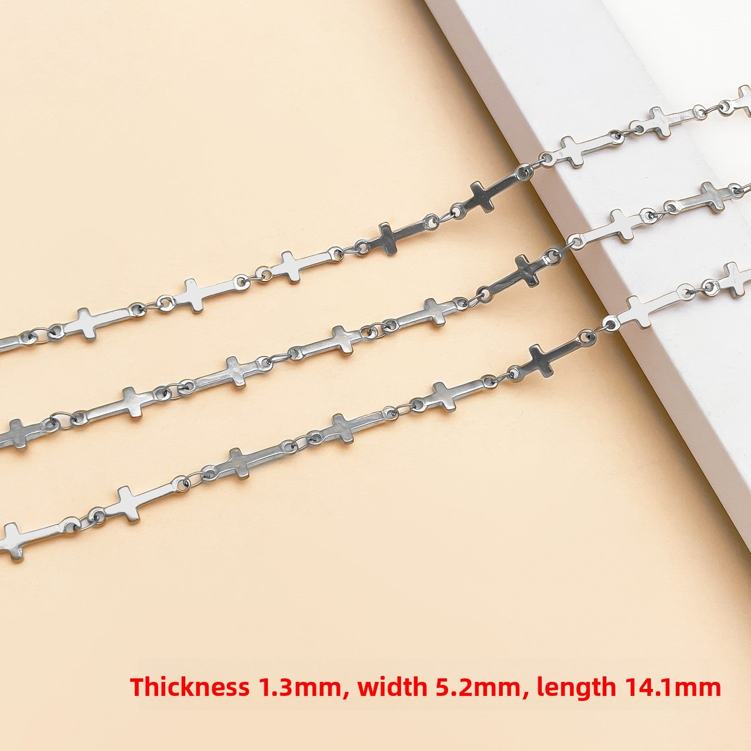1m Metal Cross Chain For Jewelry Making, Electroplated With Handmade Chain, Ideal For Commute Style Accessories
