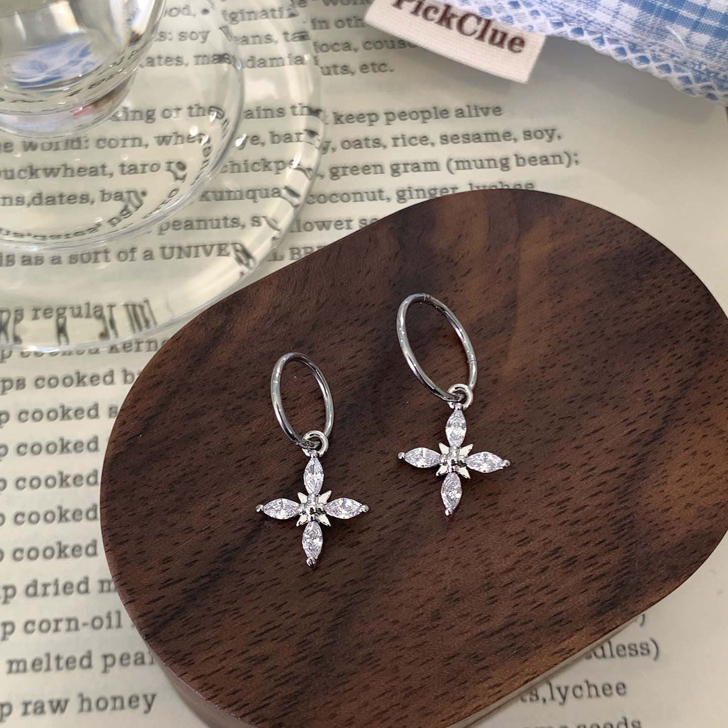 Cross Drop Earrings With Titanium Steel Posts In Simple Style, Unisex Design