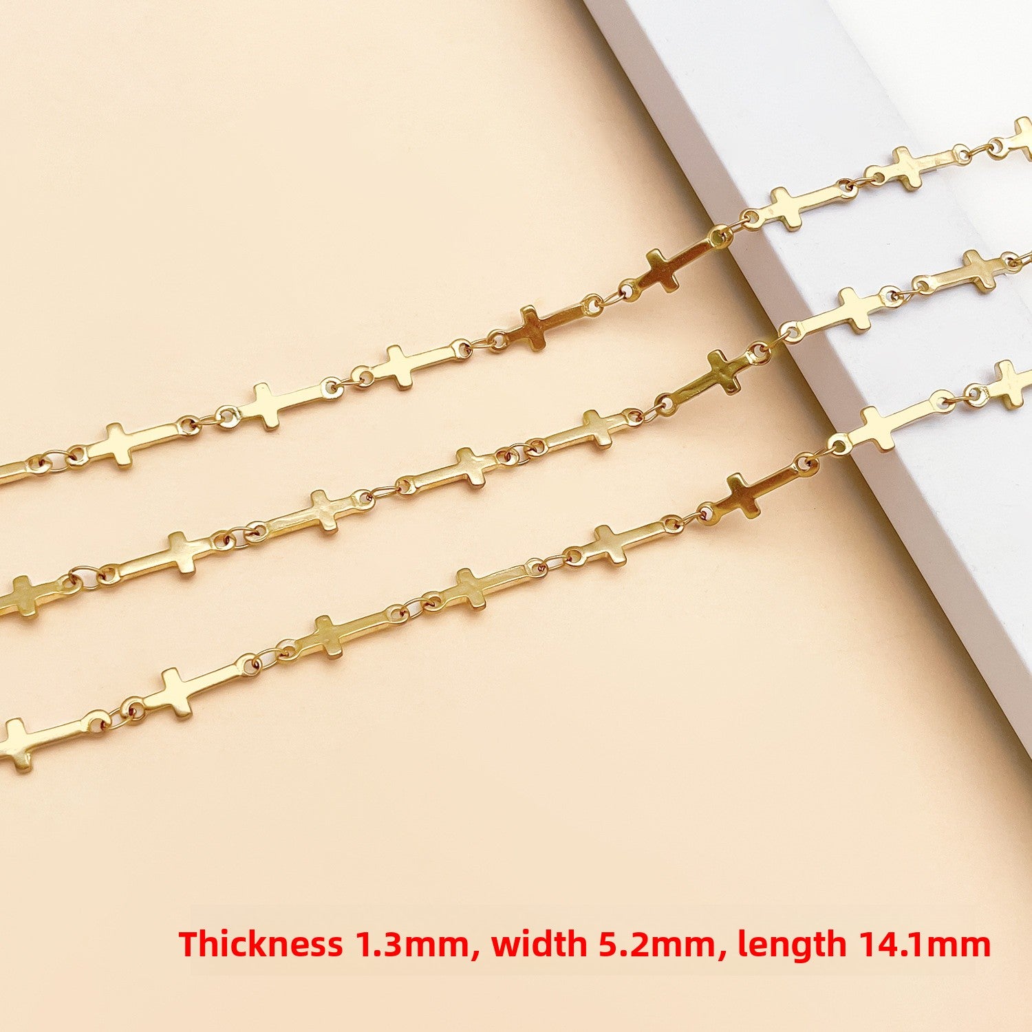 1m Metal Cross Chain For Jewelry Making, Electroplated With Handmade Chain, Ideal For Commute Style Accessories