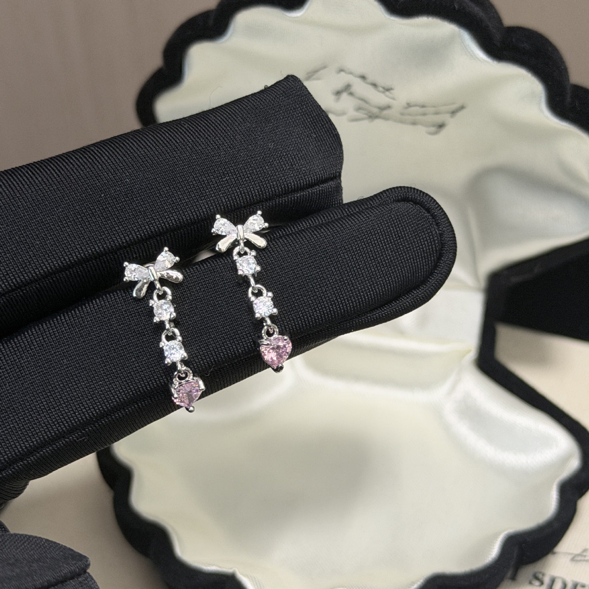 Bow Tie Tassel Ear Cartilage Rings & Studs For Women, Titanium Steel With Zirconia Inlay Stud Earrings
