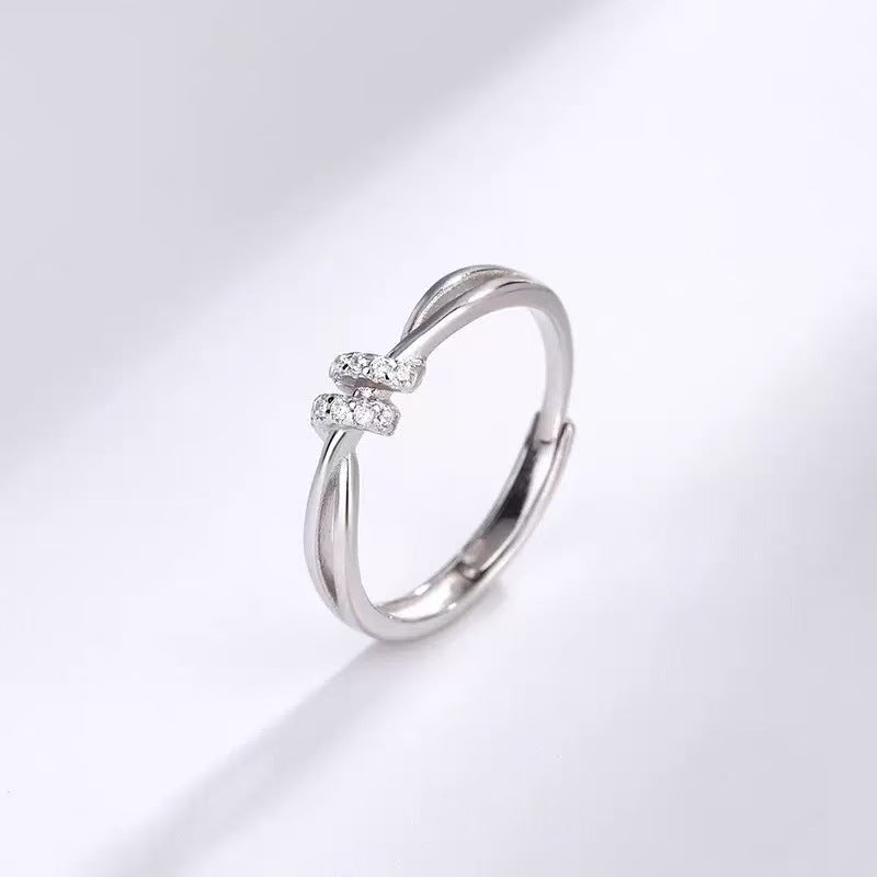 Geometric Simple Style S999 Silver Rings For Couples In Silver, Perfect For Valentine's Day