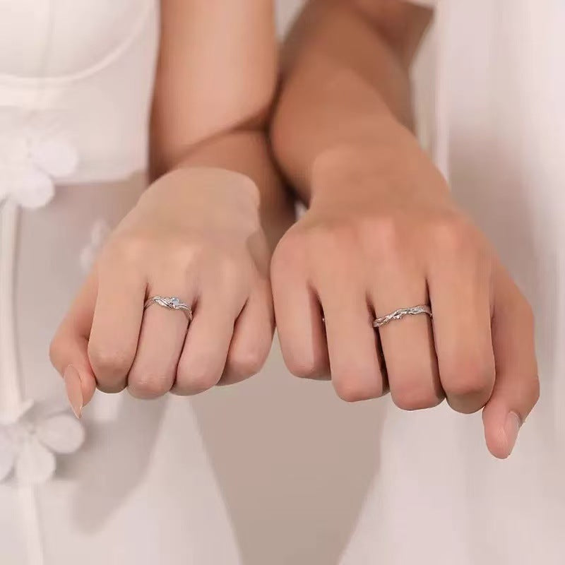 Adjustable Bird Ring For Couples In S999 Silver With Electroplated Gold Plating, 1 Pair