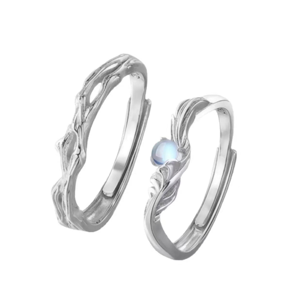 Adjustable Bird Ring For Couples In S999 Silver With Electroplated Gold Plating, 1 Pair