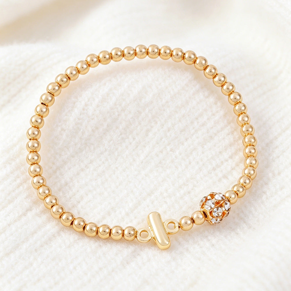 Cute Beading Letter Pattern Bracelet For Kids With Zinc Alloy Chain And Rhinestone Inlay, Plastic Material