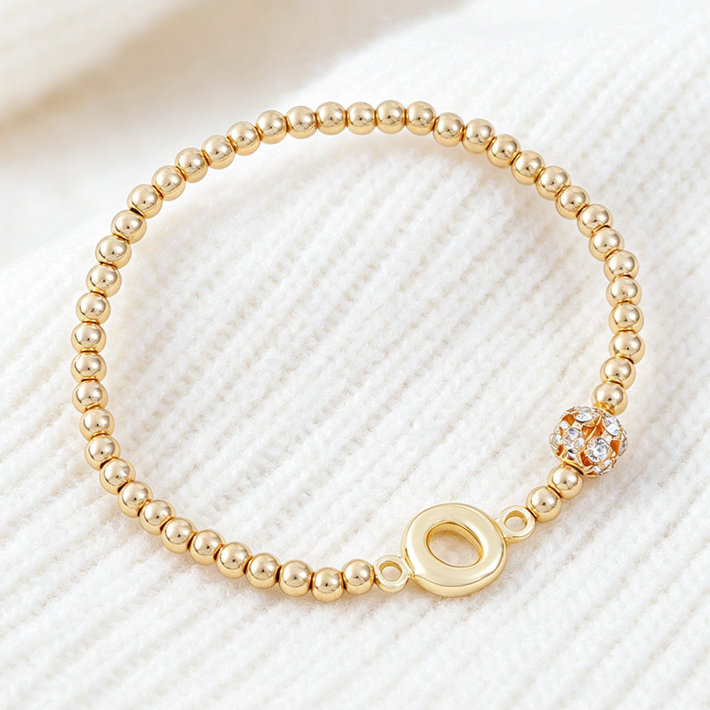 Cute Beading Letter Pattern Bracelet For Kids With Zinc Alloy Chain And Rhinestone Inlay, Plastic Material