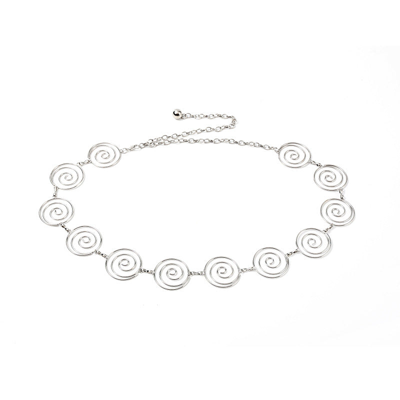 Bohemian Spiral Waist Chain For Women In Frosted Gold Metal Finish