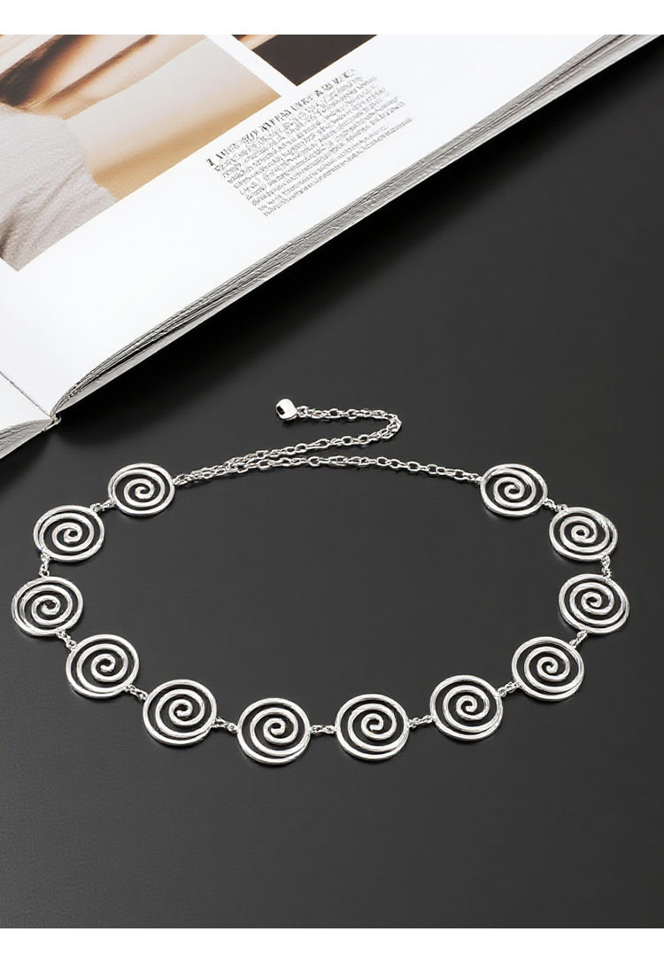 Bohemian Spiral Waist Chain For Women In Frosted Gold Metal Finish