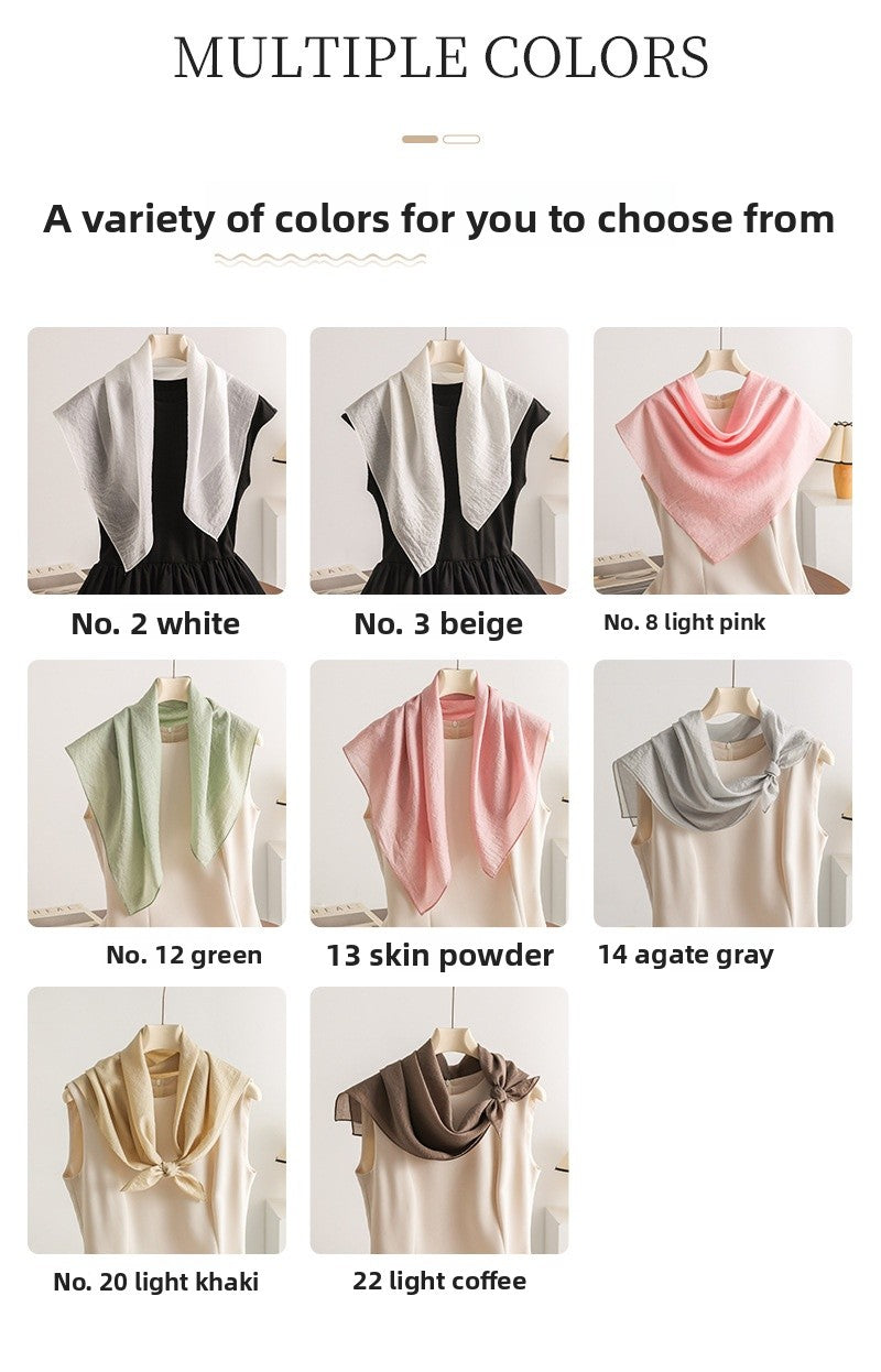 Commute Bandana In White Artificial Fiber, Summer Silk Scarf For Stylish Comfort