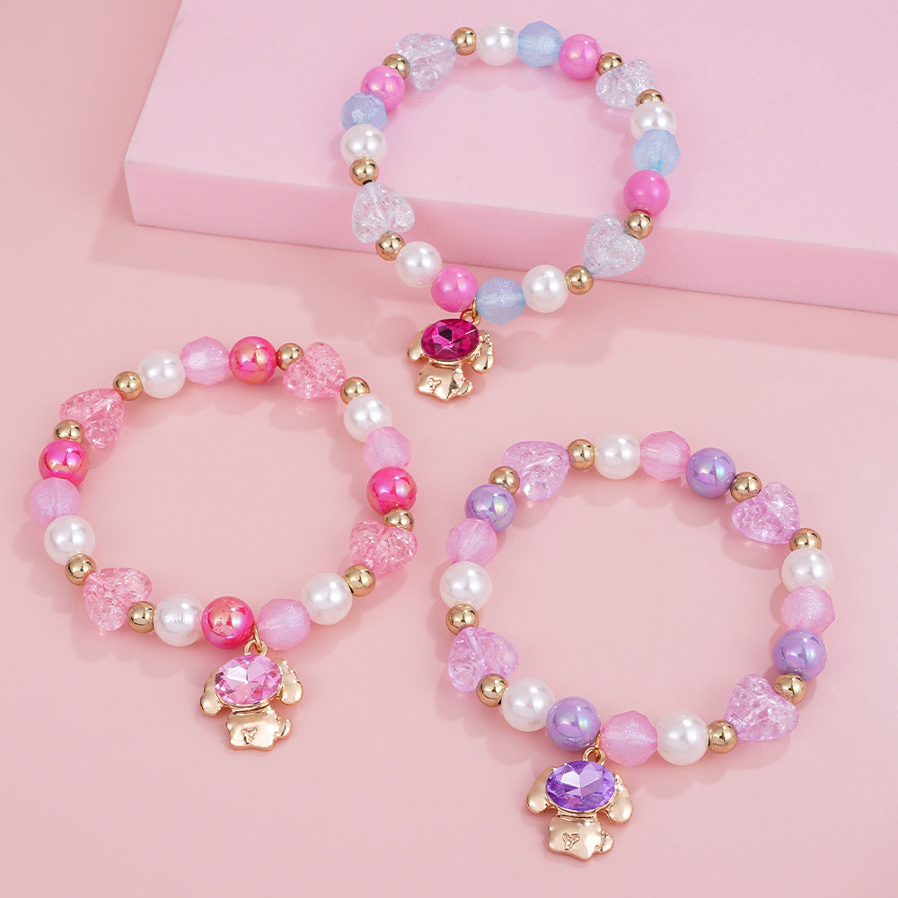 Cartoon Style Animal Beading Jewelry Set For Children Unisex, Alloy Material With Crystal Inlay