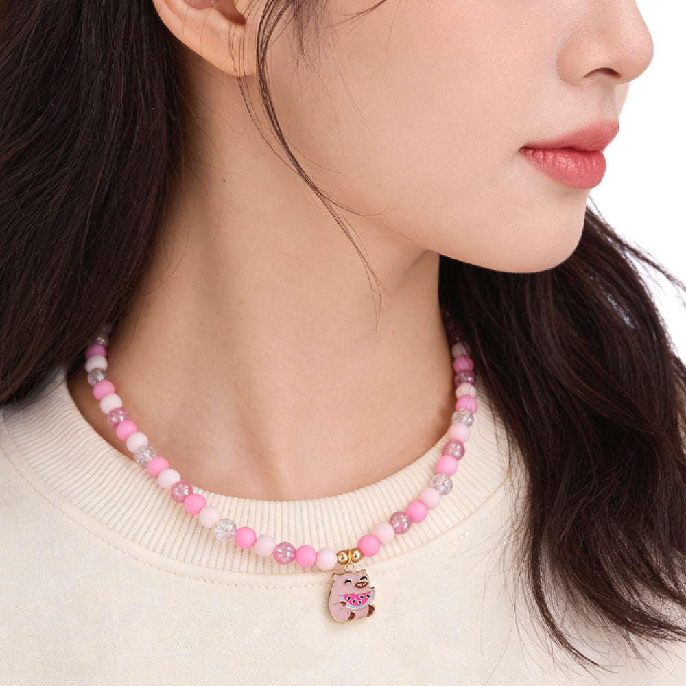 Cute Capybara Jewelry Set For Children Unisex Featuring Enamel Craftsmanship In Alloy Material, 1 Set