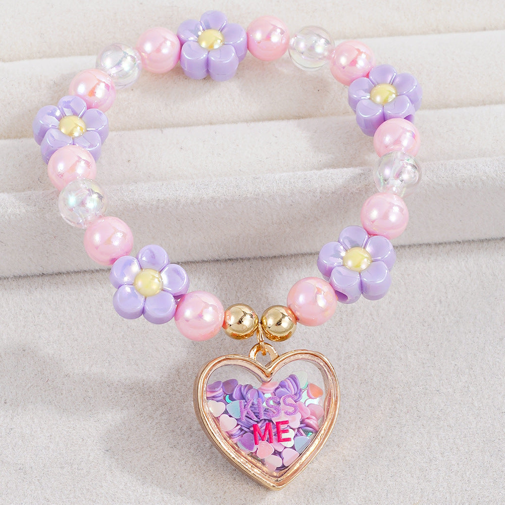 Cute Pearl Beading Alloy Bracelet For Kids, Perfect For Business Occasions