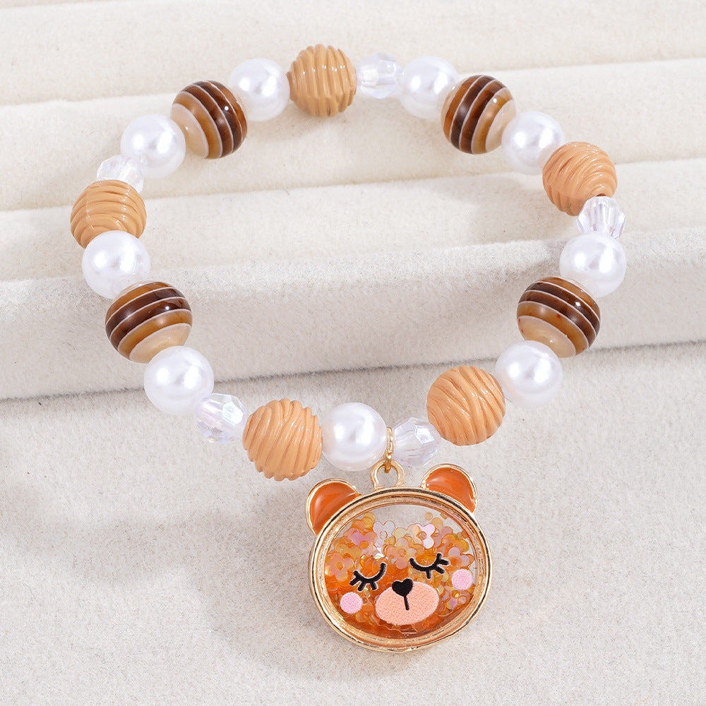 Cute Pearl Beading Alloy Bracelet For Kids, Perfect For Business Occasions