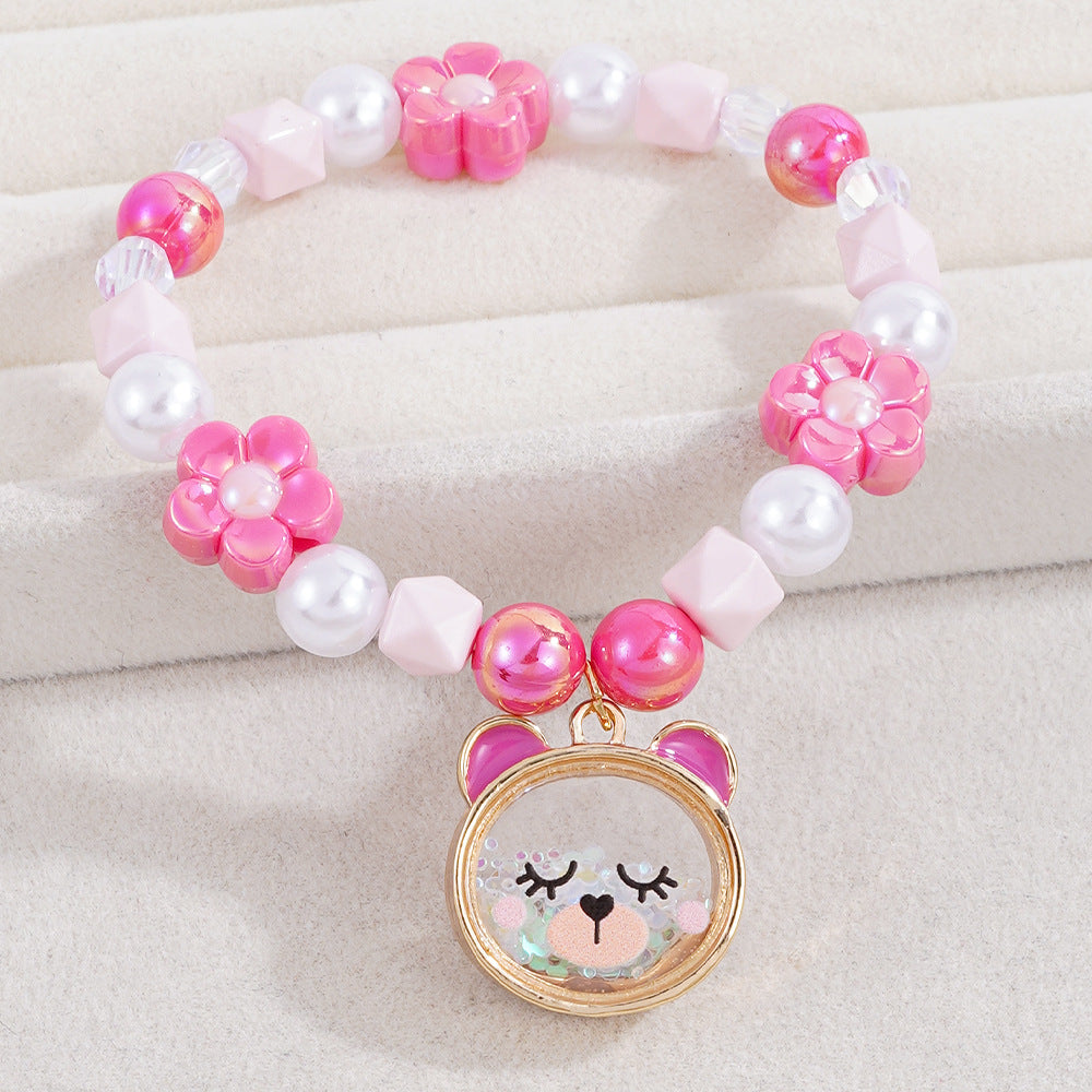 Cute Pearl Beading Alloy Bracelet For Kids, Perfect For Business Occasions