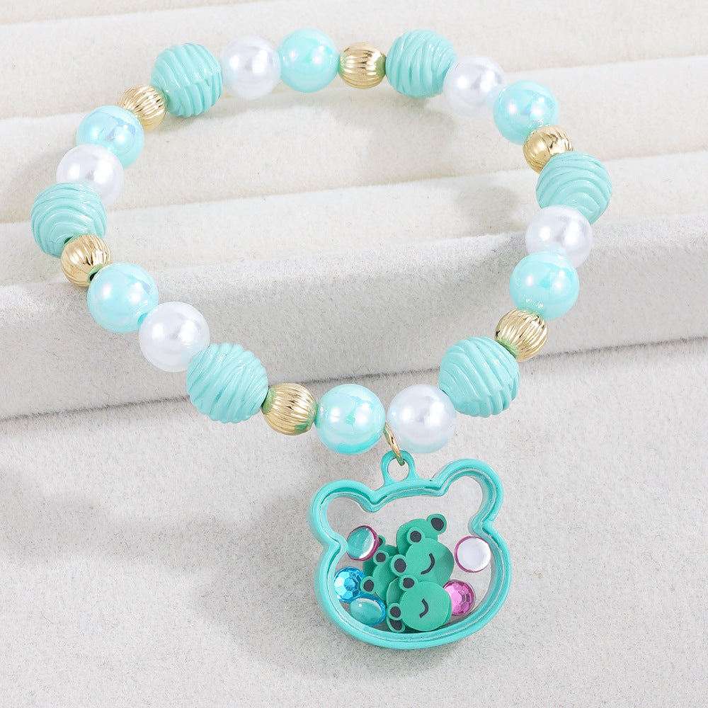 Cute Pearl Beading Alloy Bracelet For Kids, Perfect For Business Occasions