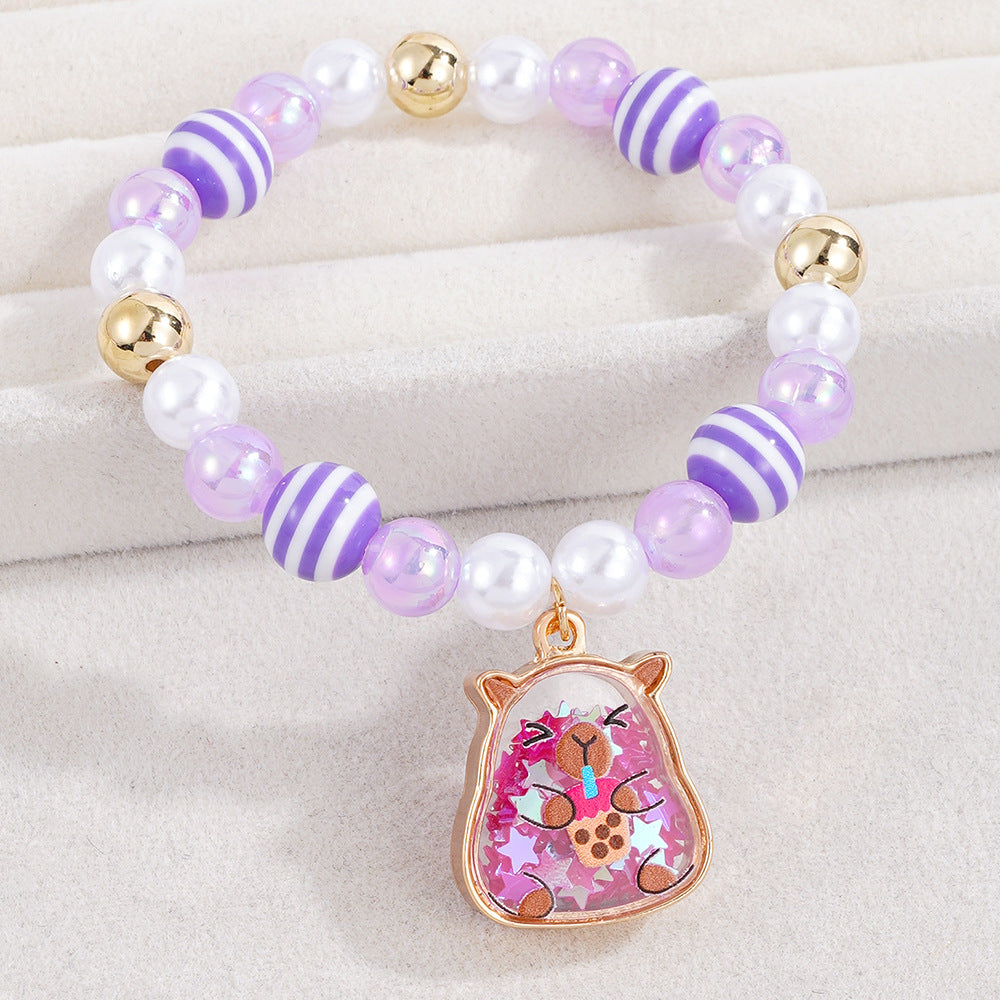 Cute Pearl Beading Alloy Bracelet For Kids, Perfect For Business Occasions