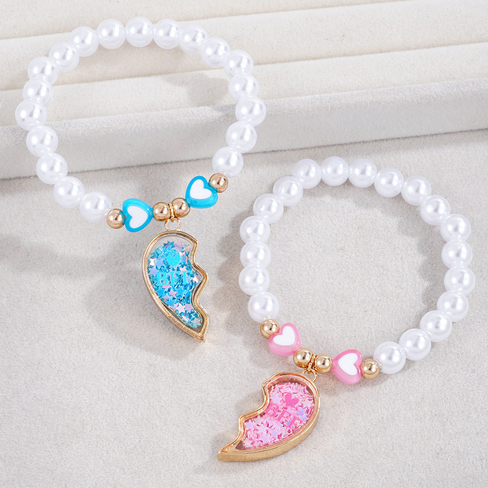 Cute Pearl Beading Alloy Bracelet For Kids, Perfect For Business Occasions