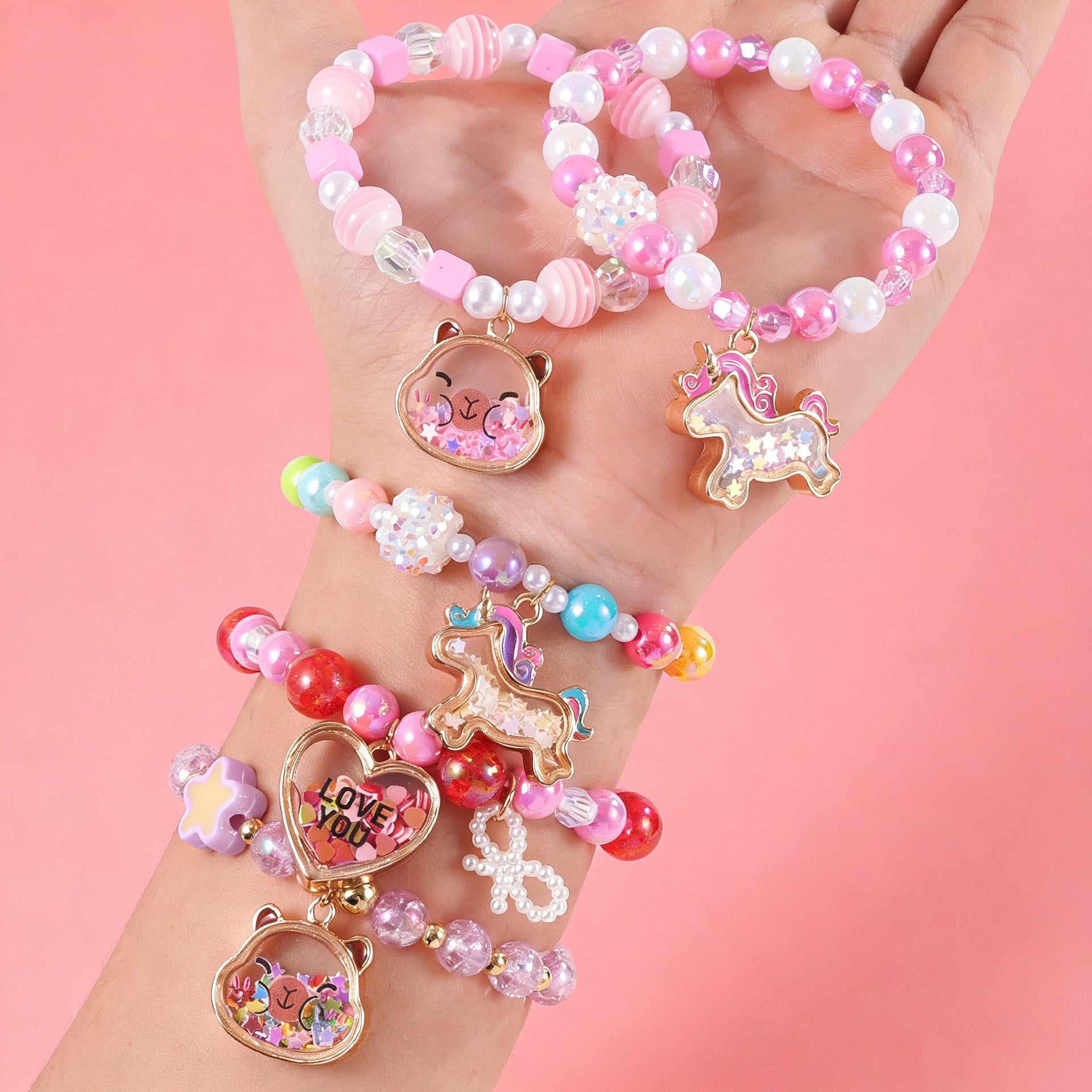 Cute Pearl Beading Alloy Bracelet For Kids, Perfect For Business Occasions