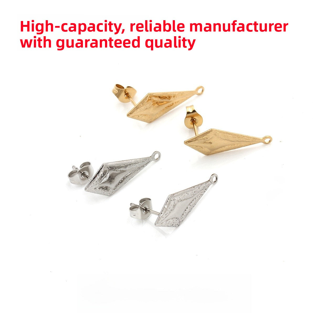 Geometric Titanium Steel Earring Findings With Electroplated 18K Real Gold PVD Coated Finish, 1 PCS/Package