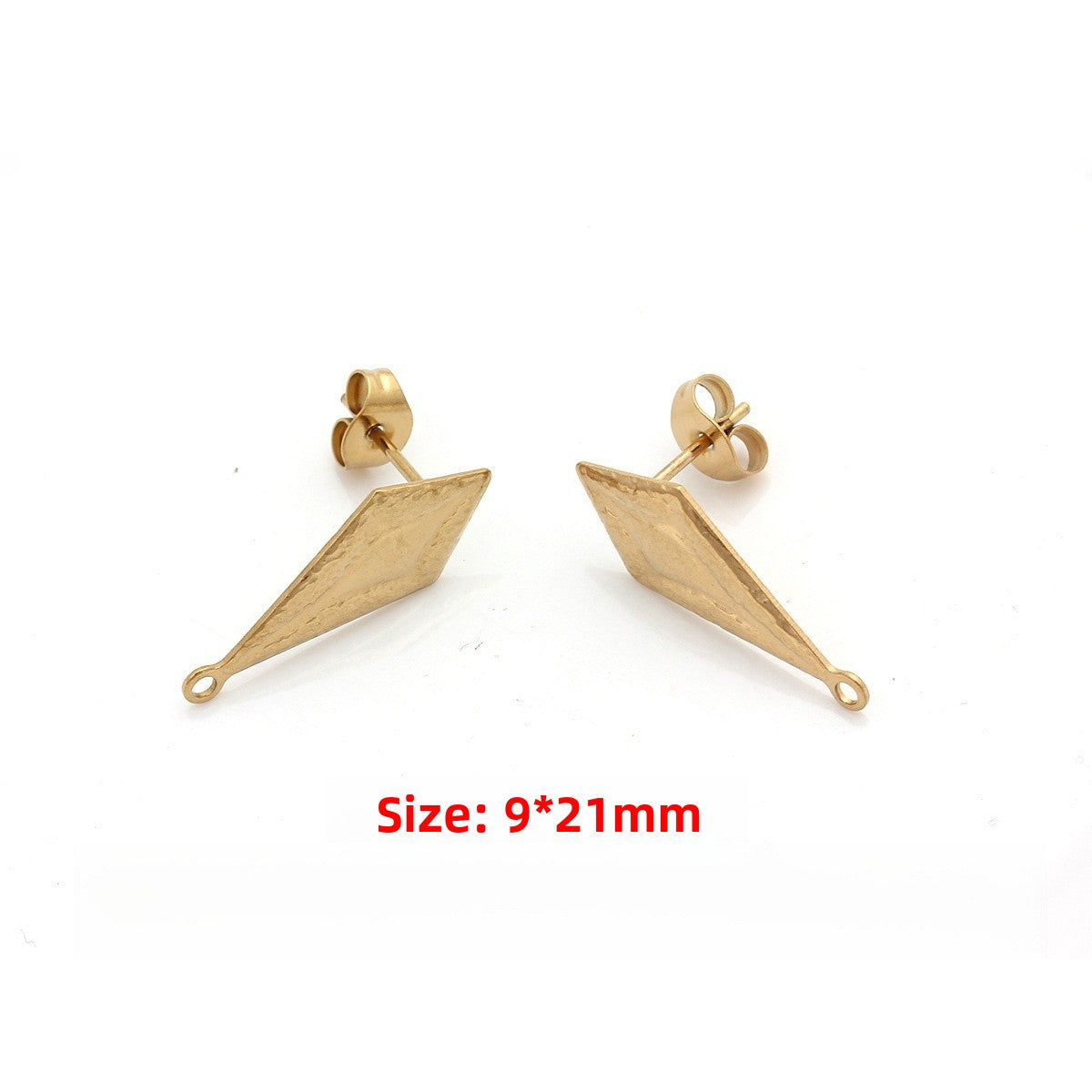 Geometric Titanium Steel Earring Findings With Electroplated 18K Real Gold PVD Coated Finish, 1 PCS/Package