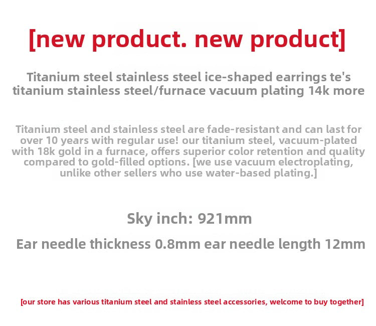 Geometric Titanium Steel Earring Findings With Electroplated 18K Real Gold PVD Coated Finish, 1 PCS/Package