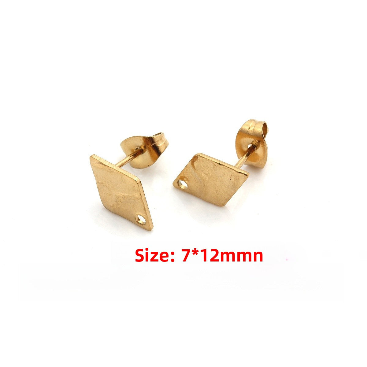 Geometric Titanium Steel Earring Findings With Electroplated 18K Real Gold PVD Coated Finish, 1 PCS/Package