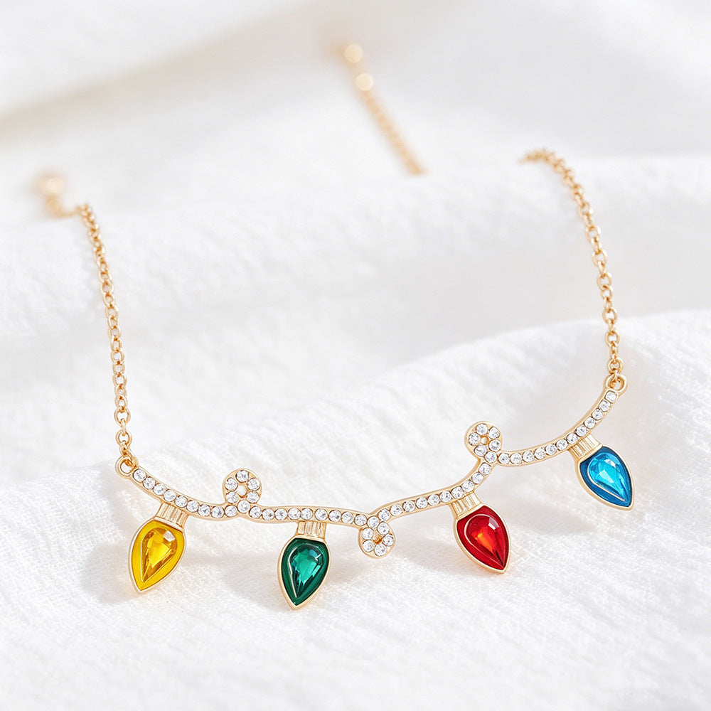 Cute Rainbow Necklace For Kids Featuring Electroplated Alloy With Rhinestones Inlay