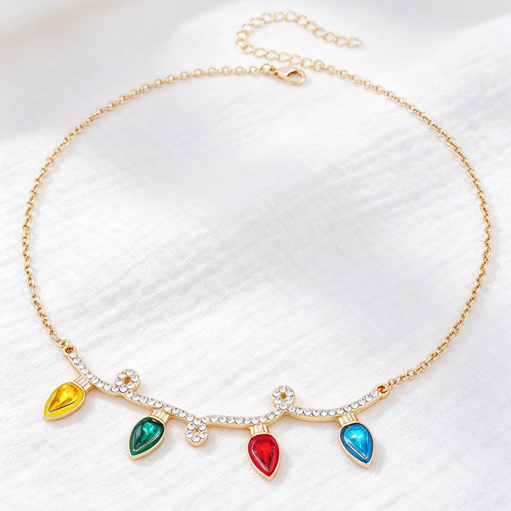Cute Rainbow Necklace For Kids Featuring Electroplated Alloy With Rhinestones Inlay
