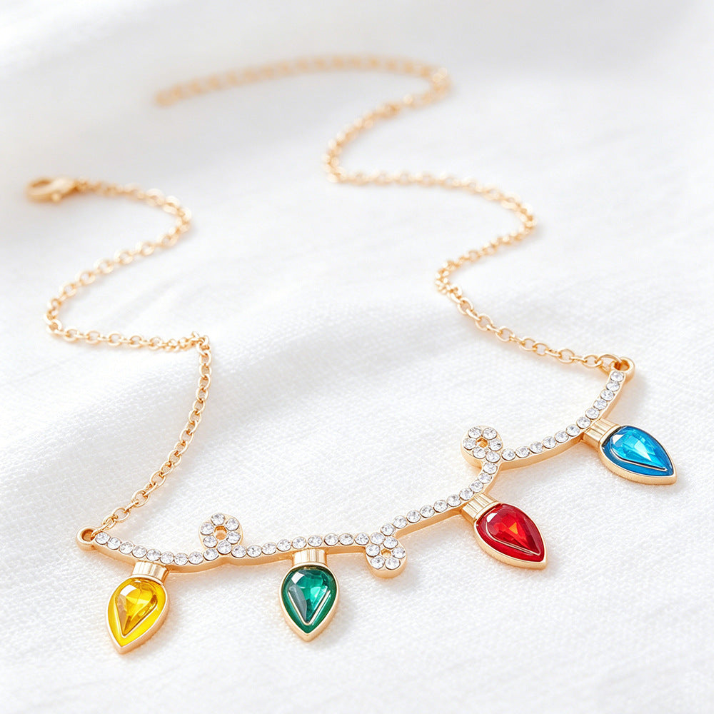 Cute Rainbow Necklace For Kids Featuring Electroplated Alloy With Rhinestones Inlay