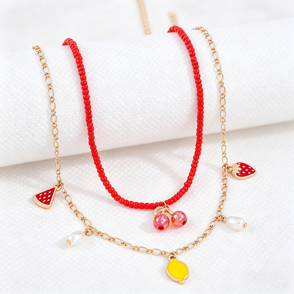 Cute Bow Tie Multi Charms Necklace For Kids Featuring Zinc Alloy Pendant, 2 Pieces Set