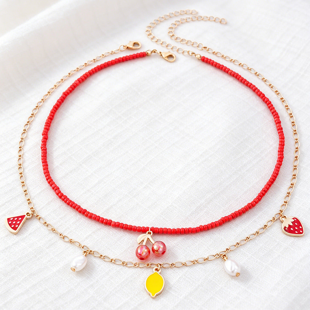 Cute Bow Tie Multi Charms Necklace For Kids Featuring Zinc Alloy Pendant, 2 Pieces Set